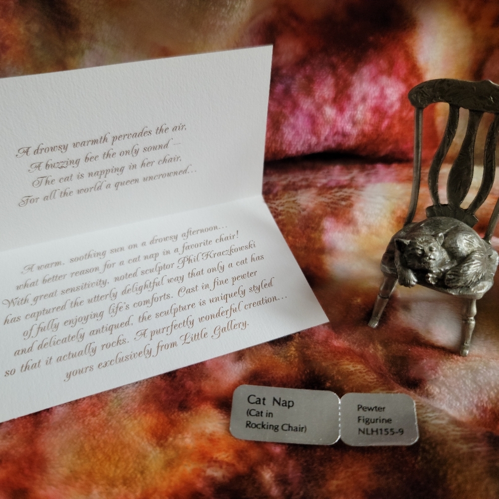HALLMARK LITTLE GALLERY 1981 Pewter Figurine CAT IN ROCKING CHAIR COMPLETE! RARE